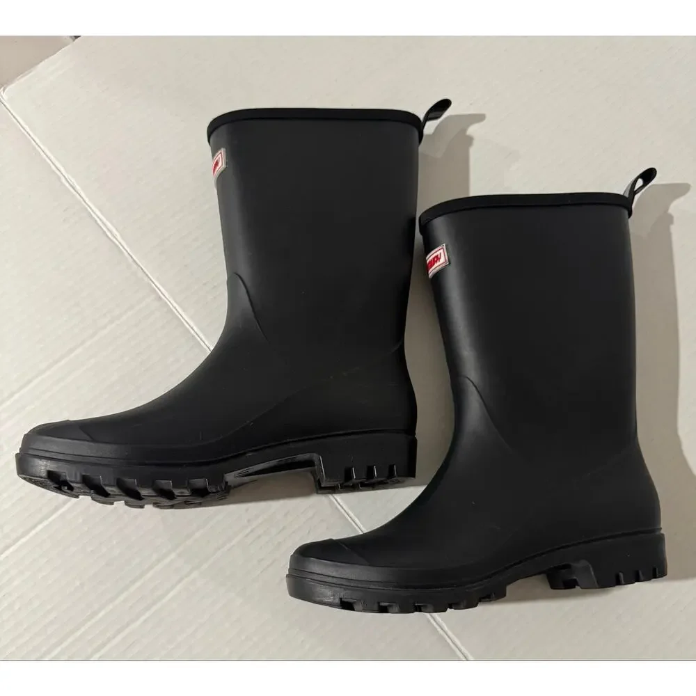 SureWay Waterproof Rain Boots Black Mid-Calf Garden Mud Boots Size 7 Gorpcore